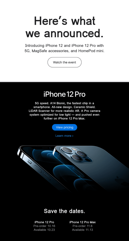 Email di follow-up dell'evento Apple WWDC20