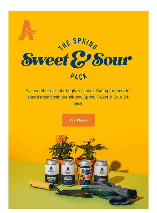 Beispiel für eine Frühlings-E-Mail-Vorlage von Athletic Brewing
