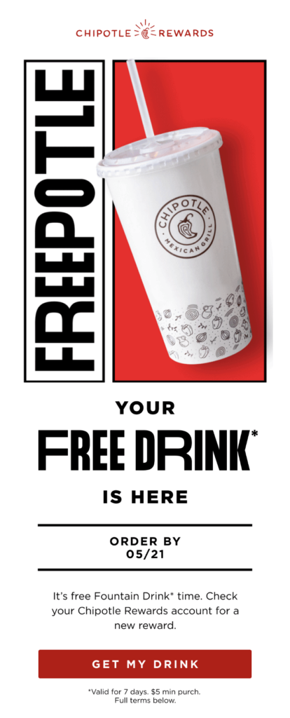 Marketing-E-Mail der Restaurantkette Chipotle Rewards
