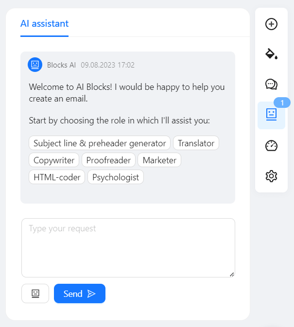 Blocks AI text assistant