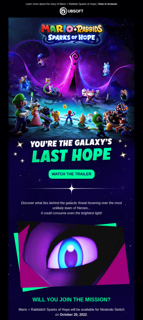 Marketing-E-Mail von Ubisoft zu Mario+Rabbids Sparks of Hope