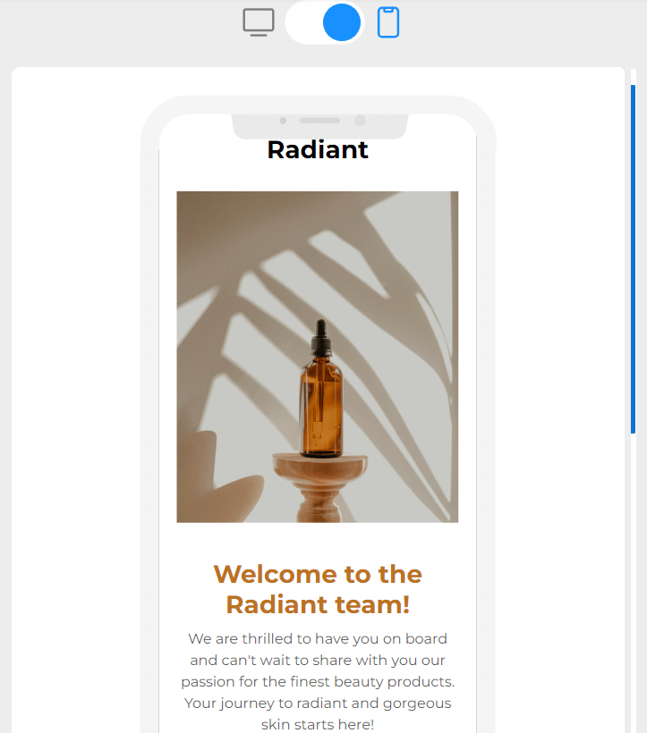Mobile view of a template in Blocks gallery.