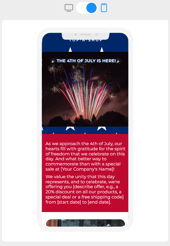 4th of July email template by Blocks