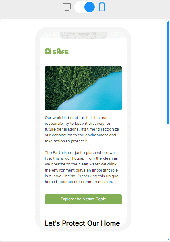 Responsive design of an agriculture email template in Blocks