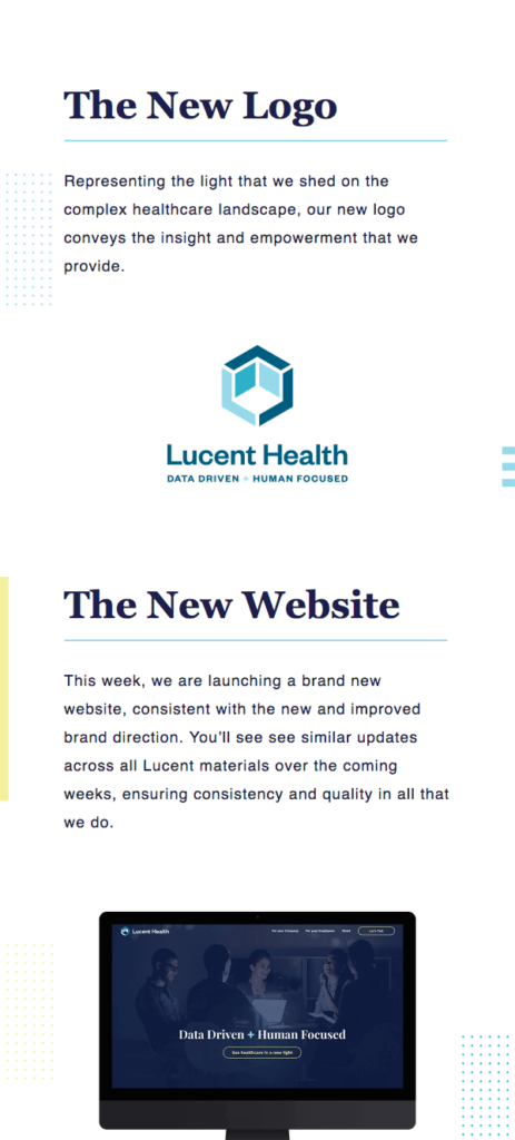 Email per il benessere di Lucent Health