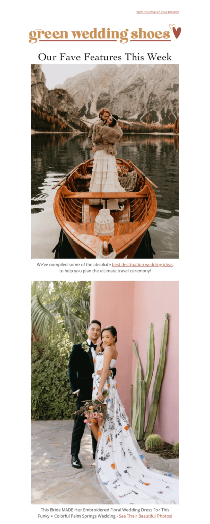 Hochzeits-E-Mail von Green Wedding Shoes